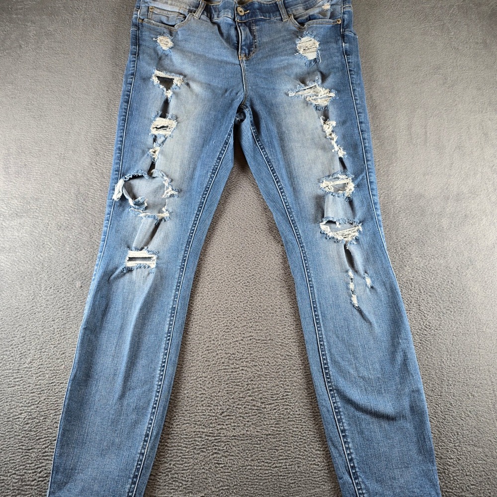 Torrid Premium Bombshell Skinny Distressed Jeans Blue 18R Medium Wash